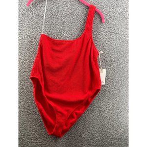 Good American Always Fits One Shoulder One-Piece Swimsuit Bright Poppy Size 5/6